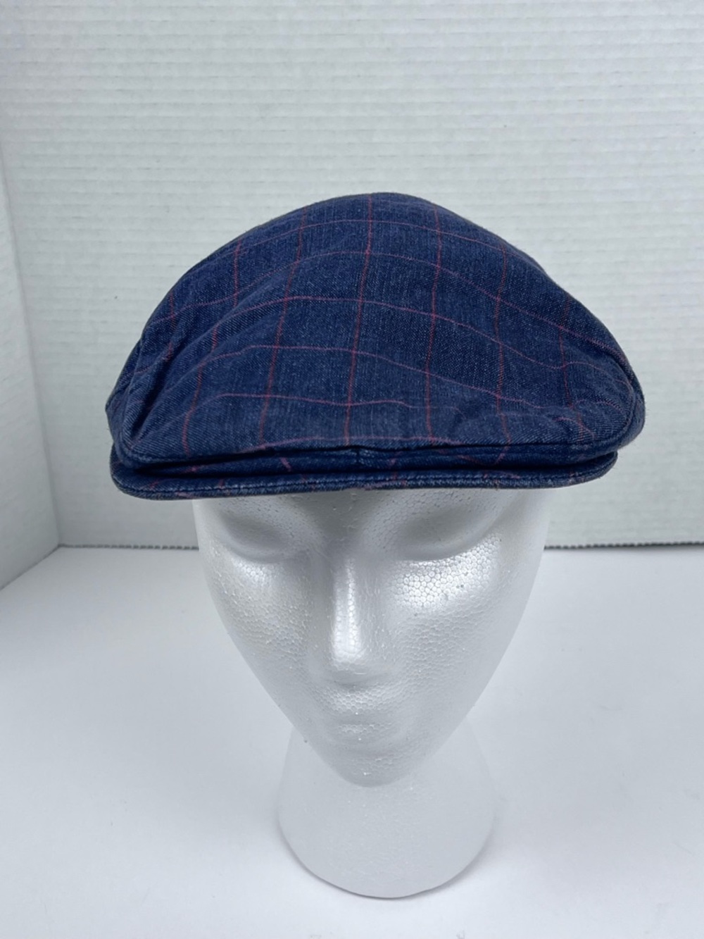 Goorin Bros Men's 100% Linen Blue Plaid Flat Cap Size M; Newsboy, Preppy, Hat